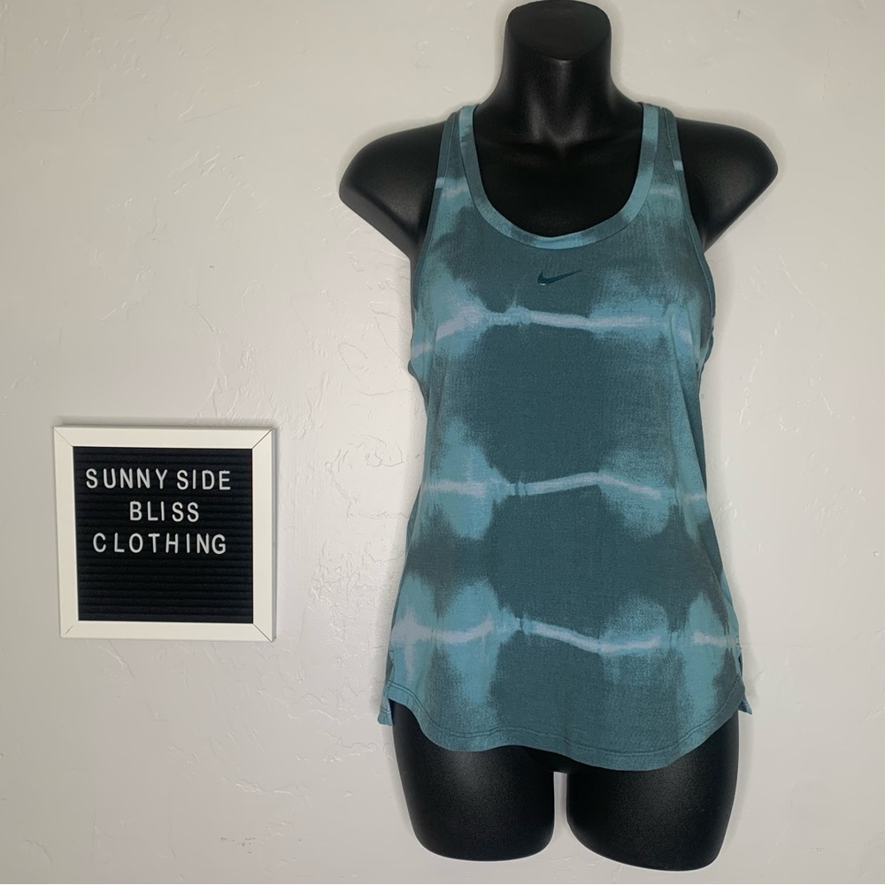 Nike Dri-Fit One Luxe Blue Tie Dye Racerback Athleisure Tank Top Extra Small
